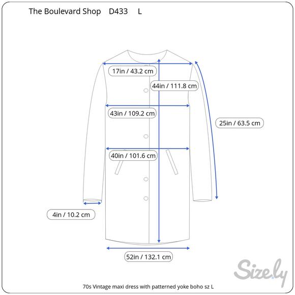 maxi dress with patterned yoke boho with coat 70s Vintage white blue red - Picture 3 of 16